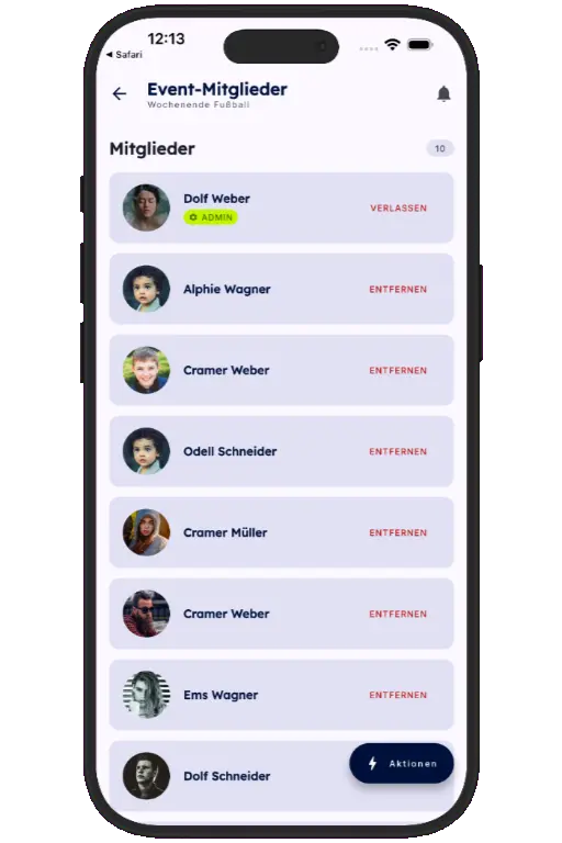 Sports HQ member directory and people search results