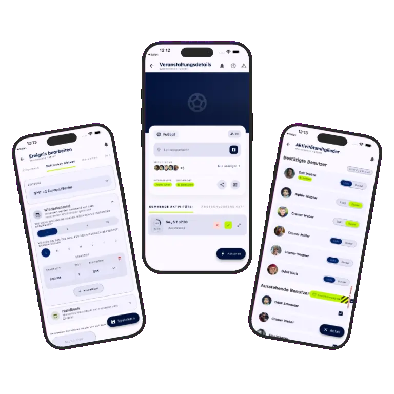 Sports HQ recurring activity scheduling screens