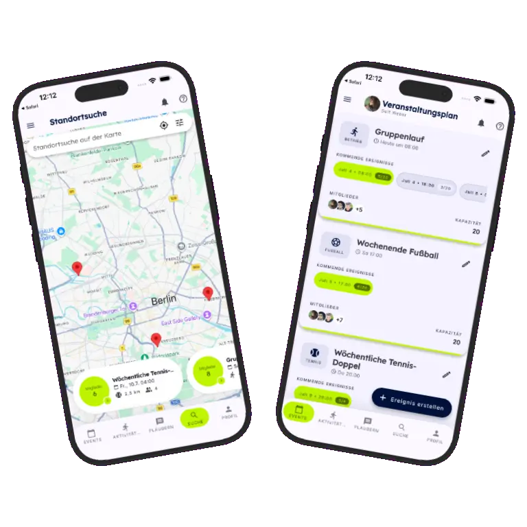 Sports HQ event scheduling and attendance screens