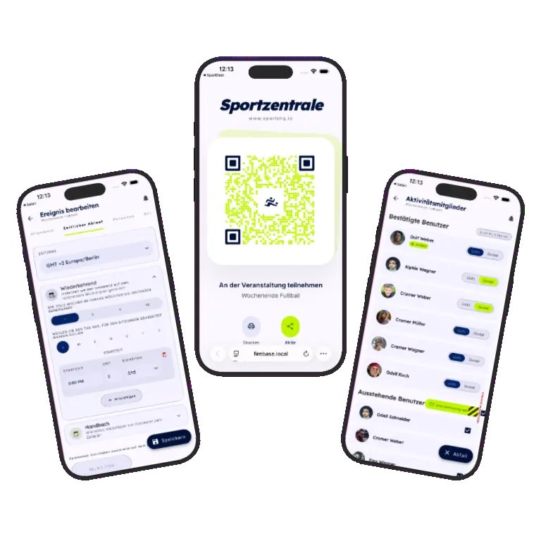 Sports HQ activity detail screen with attendance confirm and decline buttons