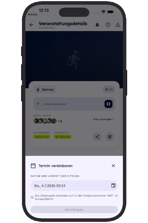 Sports HQ run notification and confirm/decline screens