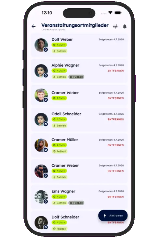Sports HQ member directory and people search results