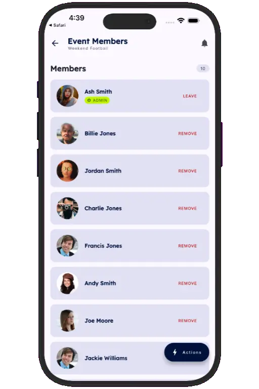 Sports HQ member directory and people search results
