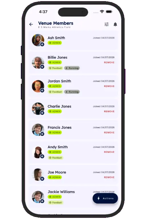 Sports HQ member directory and people search results