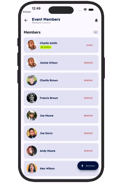 Sports HQ member directory and people search results