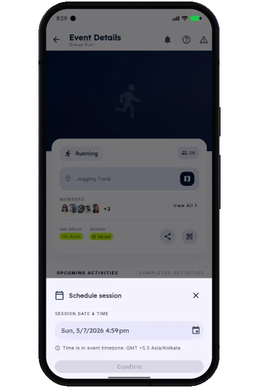 Sports HQ run notification and confirm/decline screens