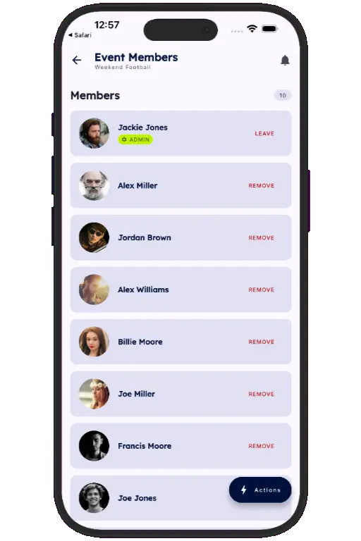 Sports HQ member directory and people search results