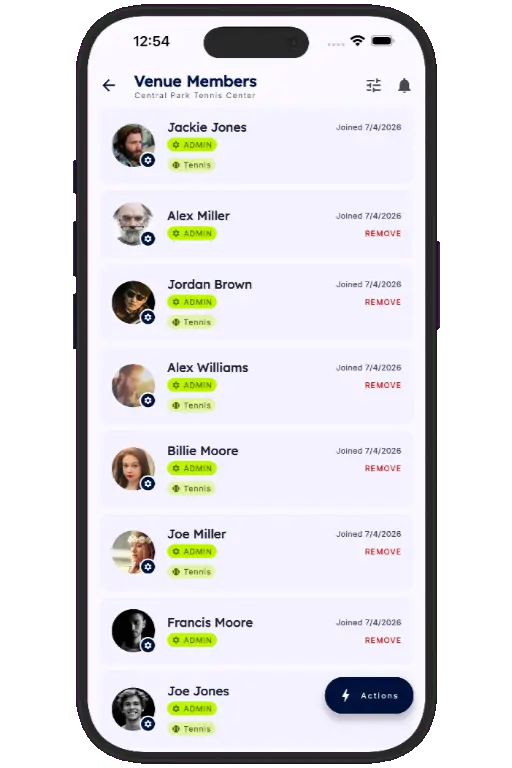 Sports HQ member directory and people search results