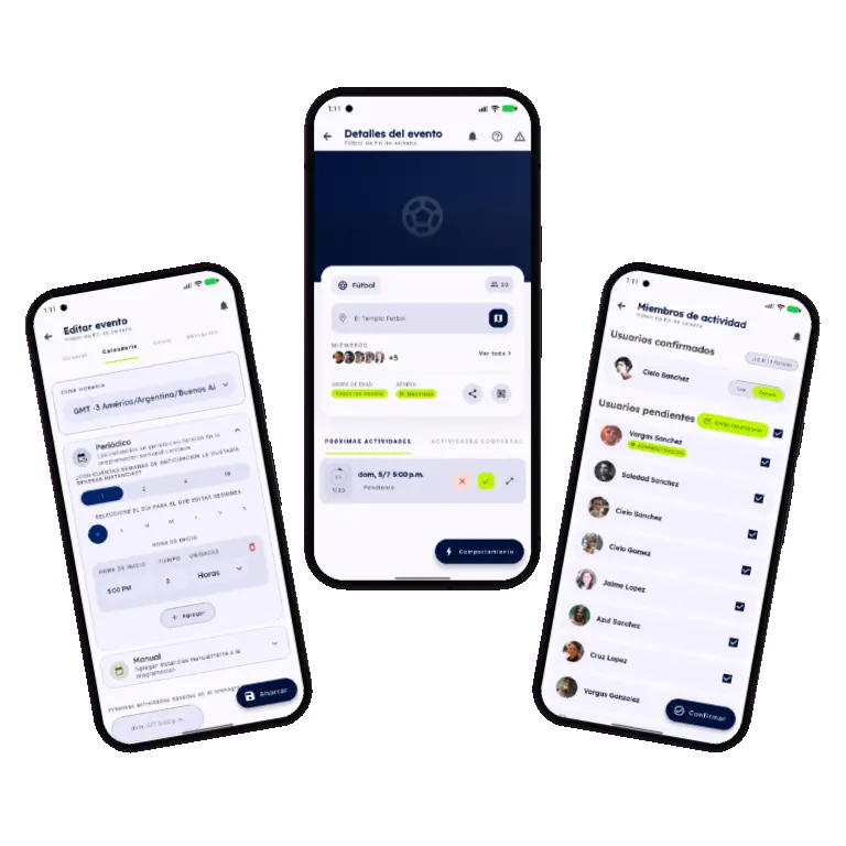 Sports HQ recurring activity scheduling screens
