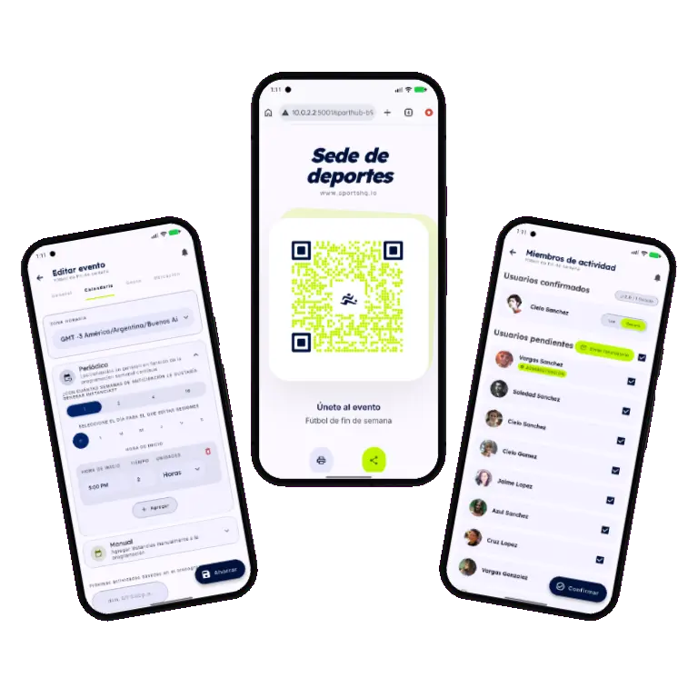 Sports HQ activity detail screen with attendance confirm and decline buttons