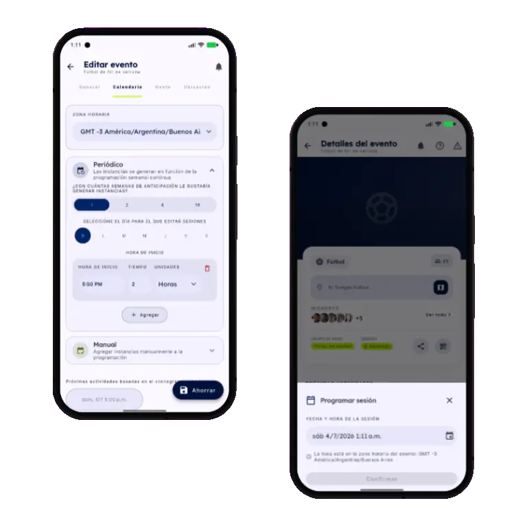 Sports HQ recurring and manual activity scheduling screens