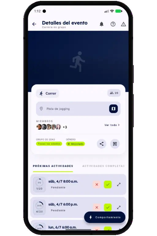 Sports HQ activity screen showing a trusted running event