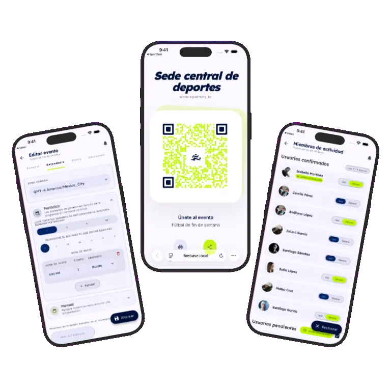 Sports HQ activity detail screen with attendance confirm and decline buttons