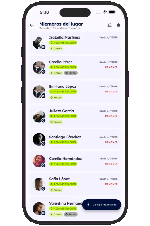 Sports HQ member directory and people search results