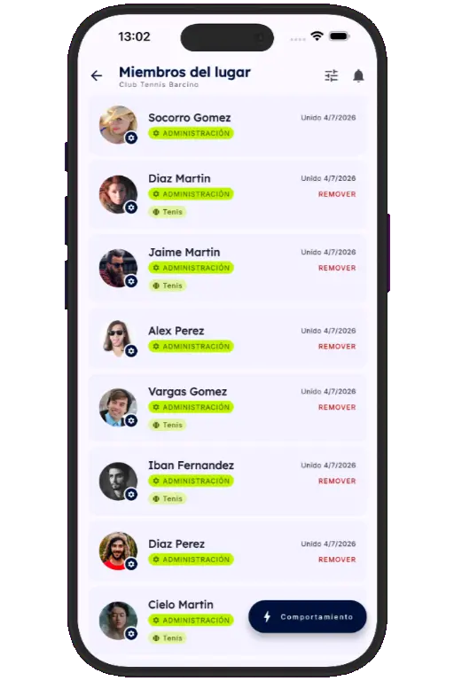 Sports HQ member directory and people search results