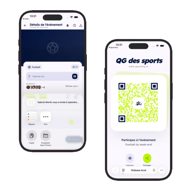 Sports HQ event member management and add members screens