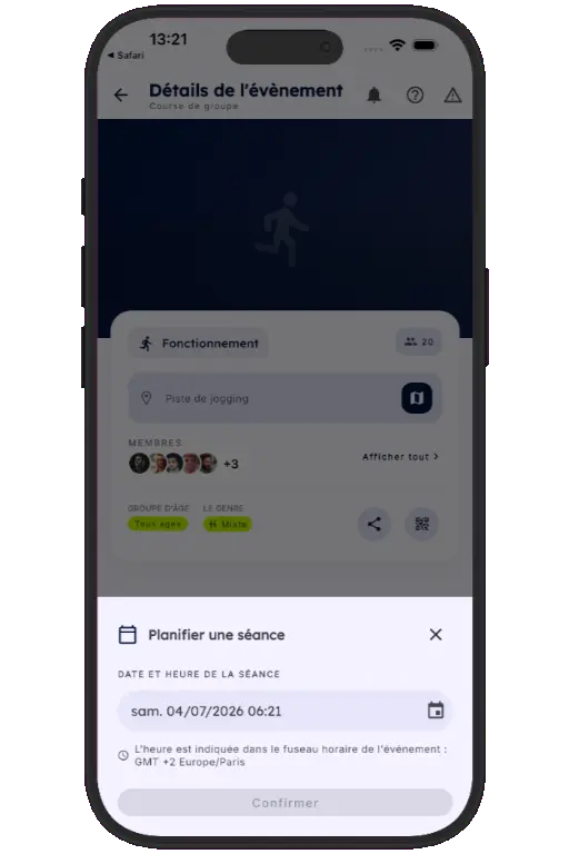 Sports HQ run notification and confirm/decline screens