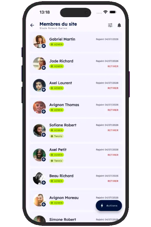 Sports HQ member directory and people search results