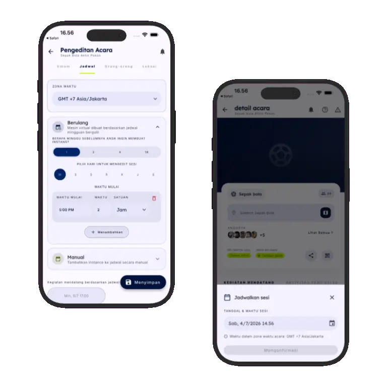 Sports HQ recurring and manual activity scheduling screens