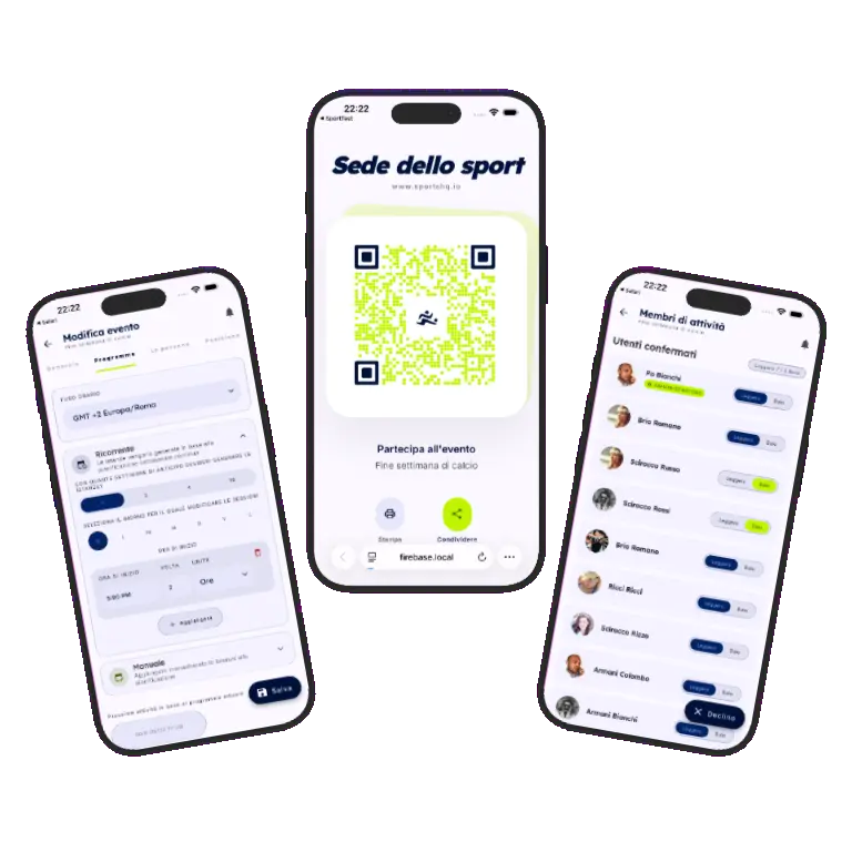 Sports HQ activity detail screen with attendance confirm and decline buttons