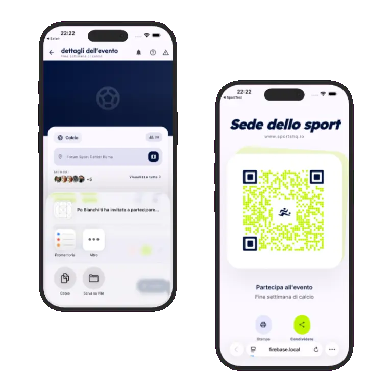 Sports HQ event member management and add members screens