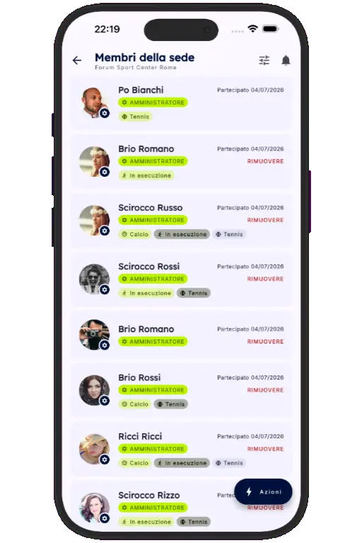 Sports HQ member directory and people search results