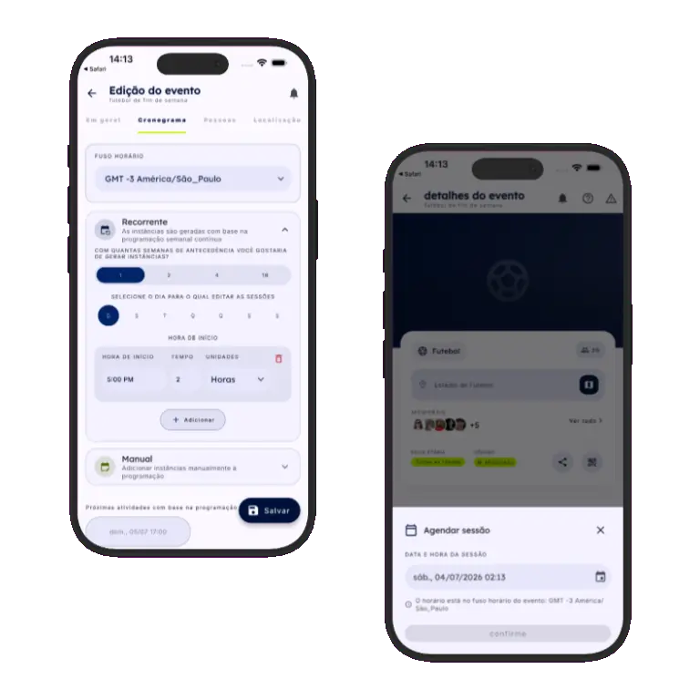 Sports HQ recurring and manual activity scheduling screens