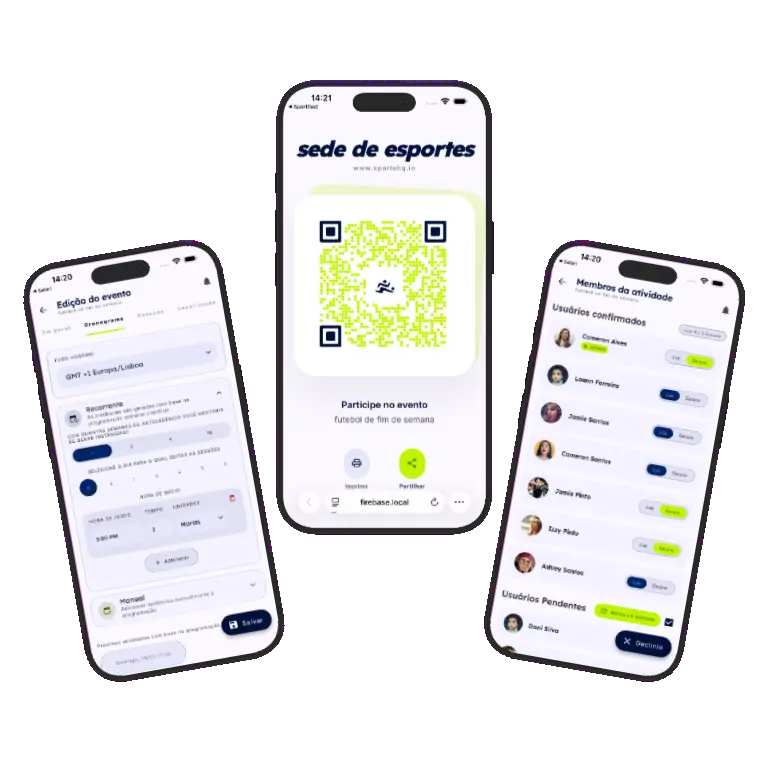 Sports HQ activity detail screen with attendance confirm and decline buttons