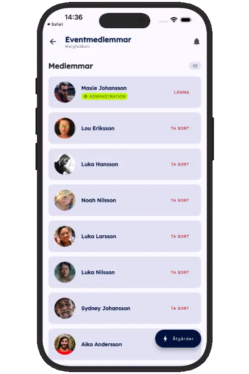 Sports HQ member directory and people search results