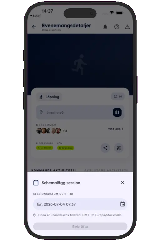 Sports HQ run notification and confirm/decline screens