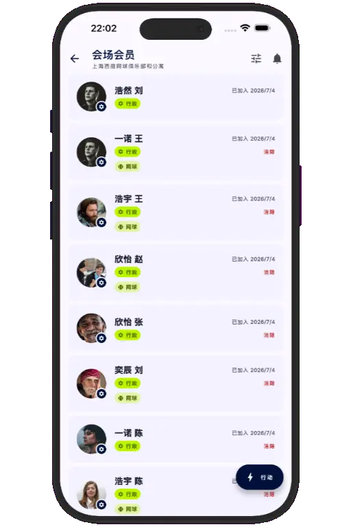 Sports HQ member directory and people search results